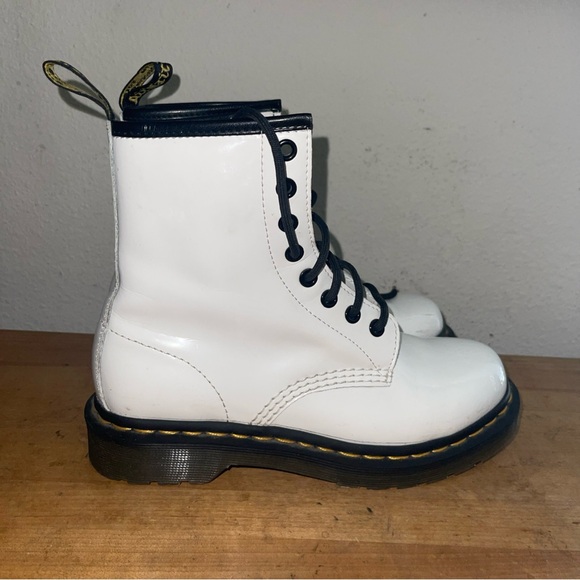 Dr. Martens Shoes - Dr. Martens 1460 Smooth Leather White Lace Up 8 Eye Women’s Boots 11821 Sz 6